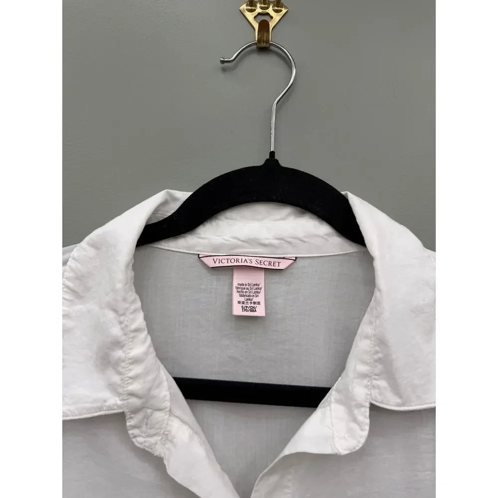 Victoria's Secret Strawberry Embroidered Sleep Shirt Nightgown White Small